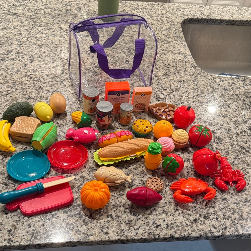 Colorful Play Food Set with Carry Bag